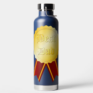 Bouteille D'eau Médaille Ruban Meilleur Papa Fête des Pères