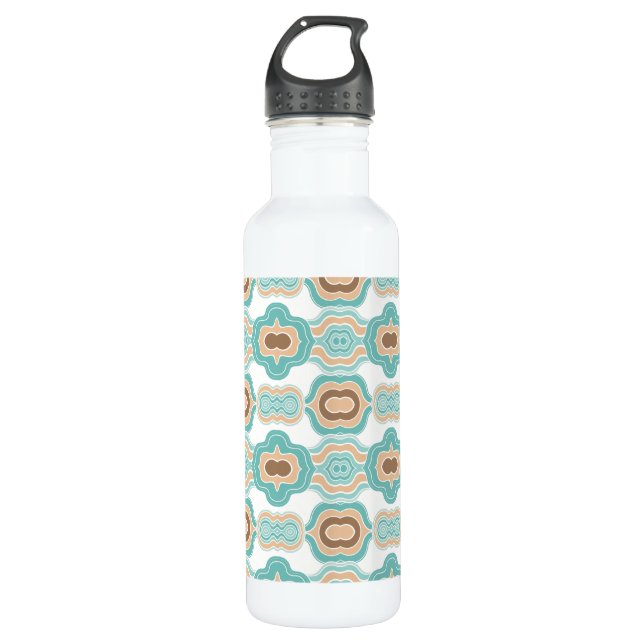 Bouteille D'eau Médaillon bleu/tan/marron coloré (Devant)