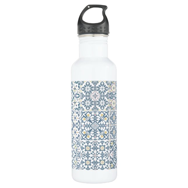 Bouteille D'eau Mediterranean Tiles, Moroccan, Majolica, Azulejo (Devant)