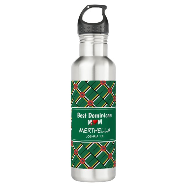 Bouteille D'eau MEILLEUR DOMINICAIN MOM Dominica Drapeau personnal (Devant)