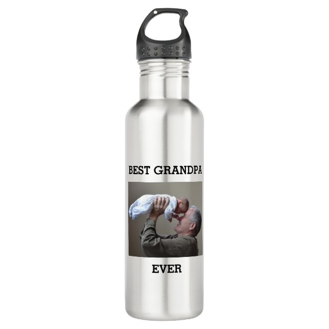 Bouteille D'eau Meilleur Grand-Père Jamais Photo Personnalisée Cré (Devant)