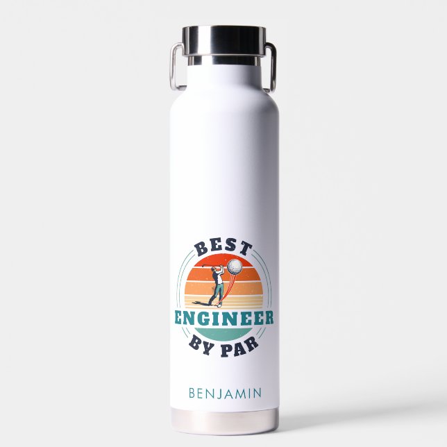 Bouteille D'eau Meilleur Ingénieur Par Par Retro Golf Lover Annive (Avant)