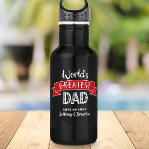 Bouteille D'eau Meilleur papa du monde moderne bannière rouge Cool