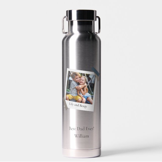 Bouteille D'eau Meilleur papa Jamais Enfants Photo Custom (Avant)