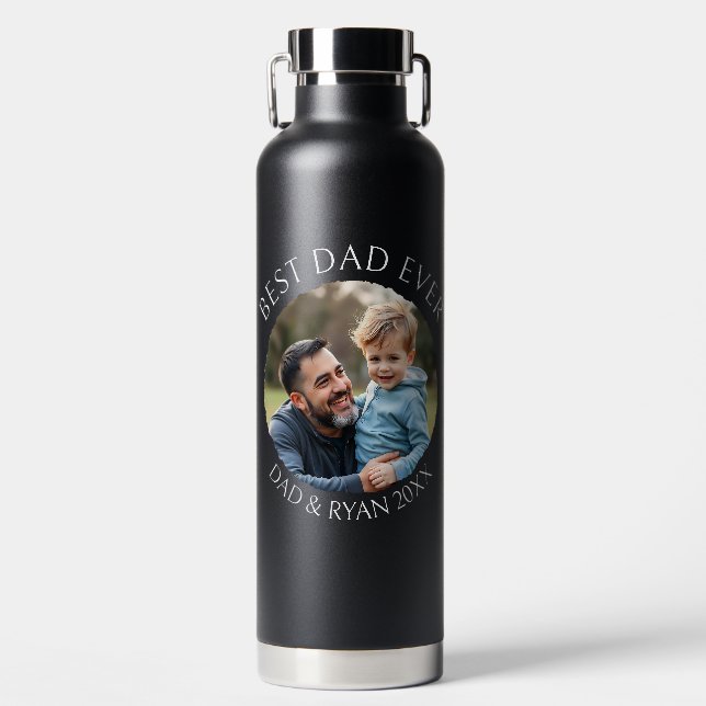Bouteille D'eau Meilleur papa jamais | Modèle photo personnalisé (Avant)