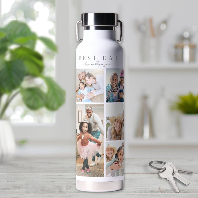 Bouteille D'eau Meilleur papa photo Collage (Best Dad Photo Collage Water Bottle)