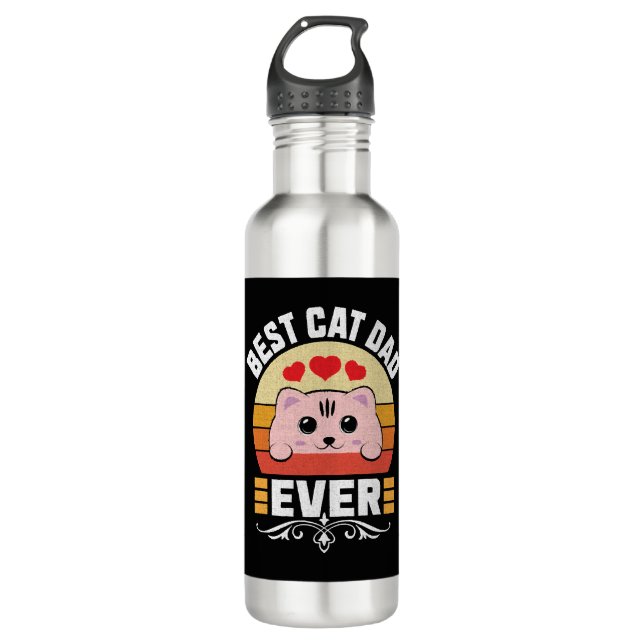 Bouteille D'eau Meilleur père de chat jamais (Devant)