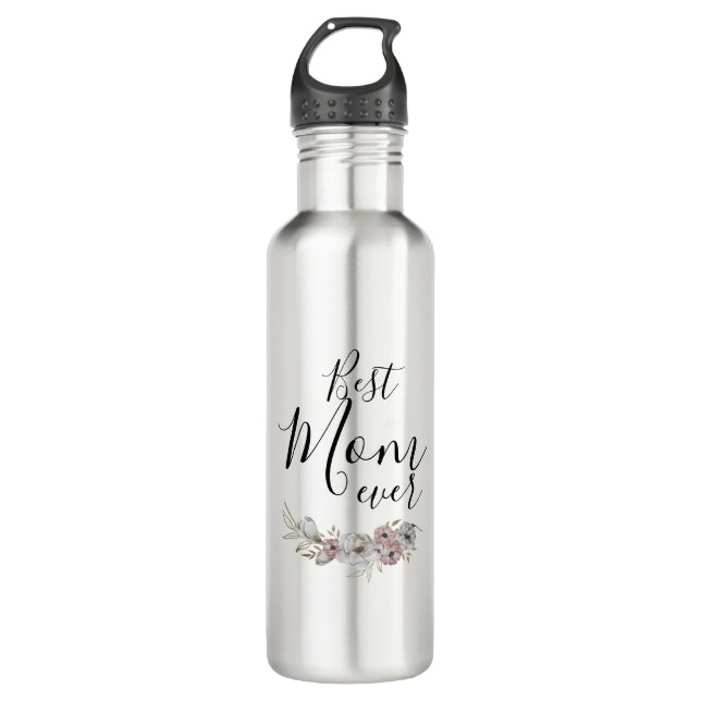 Bouteille D'eau Meilleure maman jamais Floral Minimal (Devant)