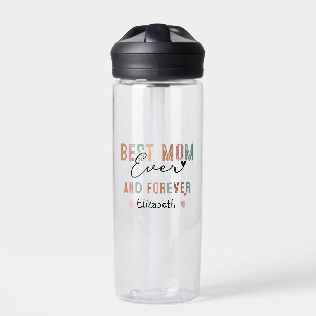 Bouteille D'eau Meilleure maman jamais rétro Script Super fête des (Extérieur)