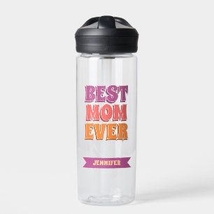 Bouteille D'eau Meilleure maman personnalisée violet rose orange