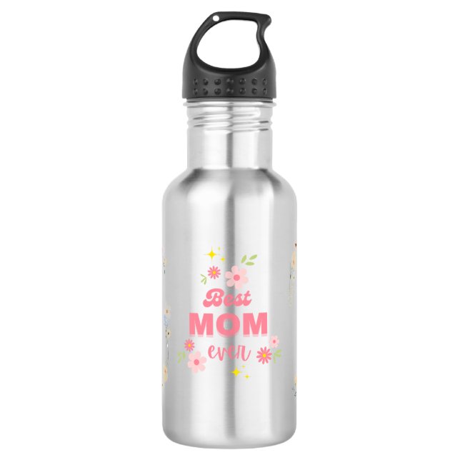 Bouteille D'eau 🌸 Meilleure maman Toujours Floral & pastels (Devant)