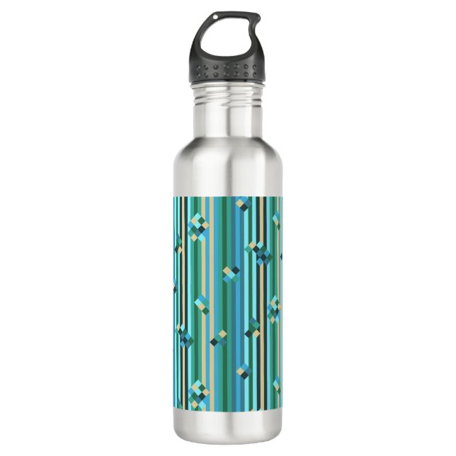 Bouteille D'eau Mélange de bandes - vert et bleu (Devant)
