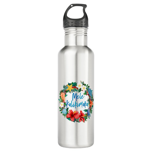 Bouteille D'eau Mele Kalikimaka Hawaiian Christmas Wreath (Devant)