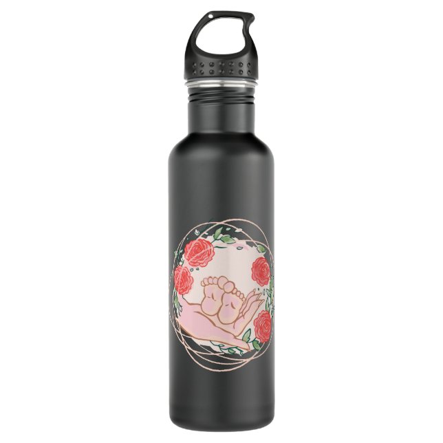 Bouteille D'eau Merci Cadeau Midwoman main avec pieds bébé (Devant)