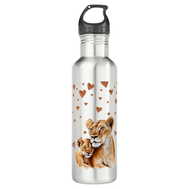 Bouteille D'eau Mère Lion et la fête de sa mère (Devant)