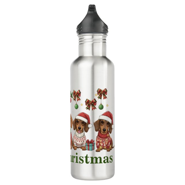 Bouteille D'eau Merry Christmas Dachshunds  (Droite)