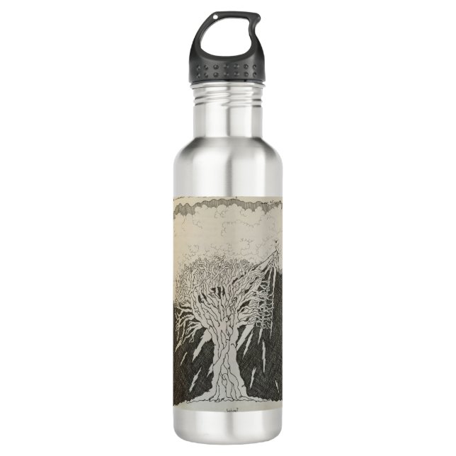Bouteille d'eau métallique avec art original par T (Devant)