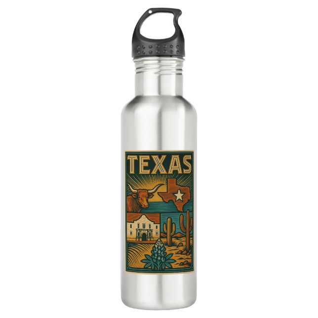 Bouteille d'eau métallique du Texas - Acier inoxyd (Devant)