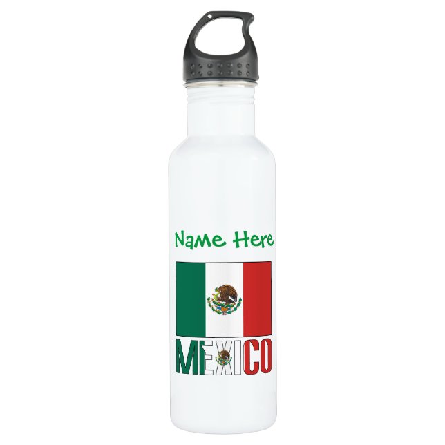 Bouteille D'eau Mexique Mexique Drapeau Vert Personnalisation (Devant)