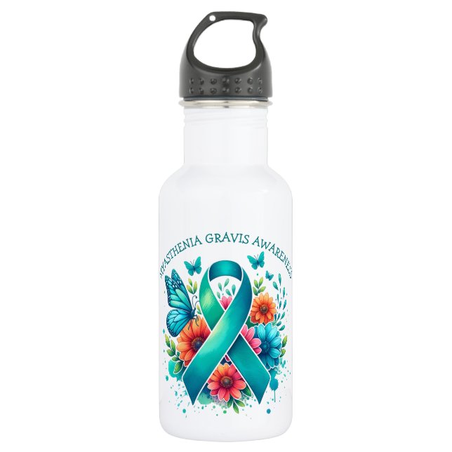 Bouteille D'eau MG Sensibilisation | Myasthenia Gravis Ribbon (Devant)