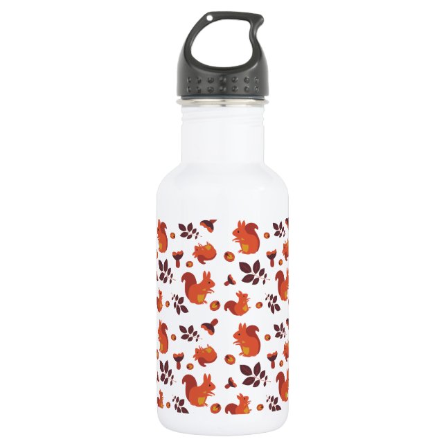 Bouteille D'eau Mignon écureuil de forêt Motif d'automne (Devant)