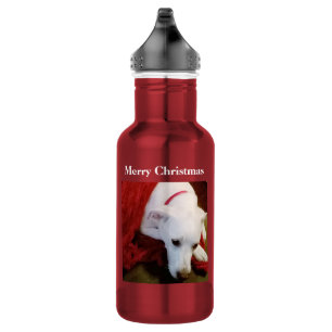 Bouteille D'eau Mignonne Chien Chien Chien Blanc Neige Rouge Noël