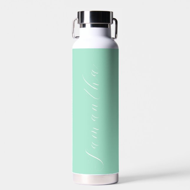 Bouteille D'eau Mignonne feminine Mint Green Calligraphie Nom pers (Avant)