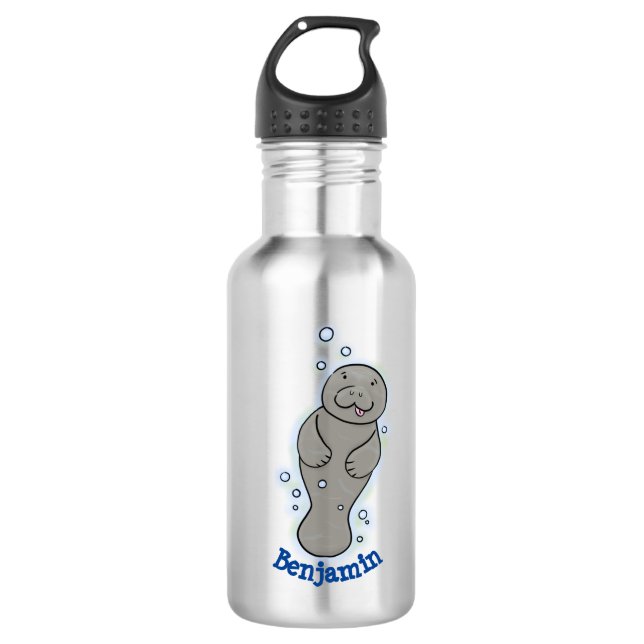 Bouteille D'eau Mignonne manatée bébé avec bulles illustration (Devant)