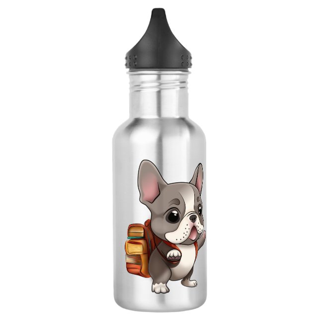 Bouteille D'eau Mignonne taureau français de retour à l'école arc- (Gauche)
