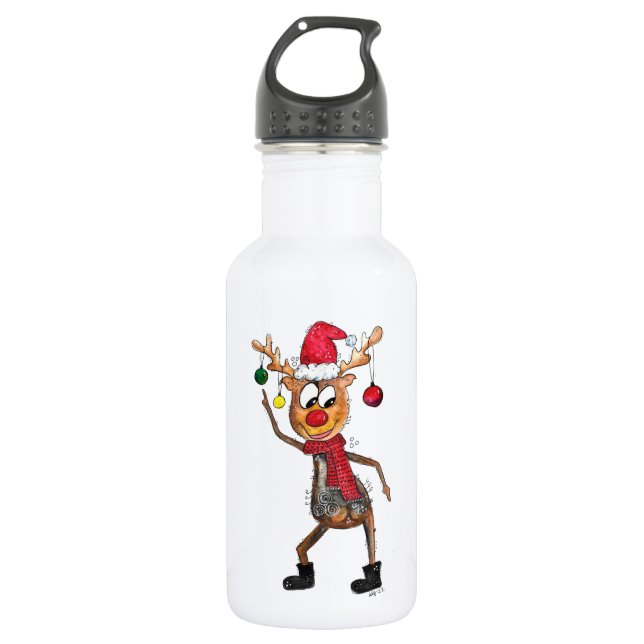 Bouteille D'eau Mignonne Whimsical Dancing Christmas Deer (Devant)