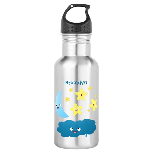 Bouteille D'eau Mignons étoiles chantant, lune et bande dessinée d (Devant)