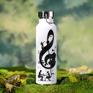 Bouteille D'eau Minimalist Musical Treble Clef Art - Saxophone 
