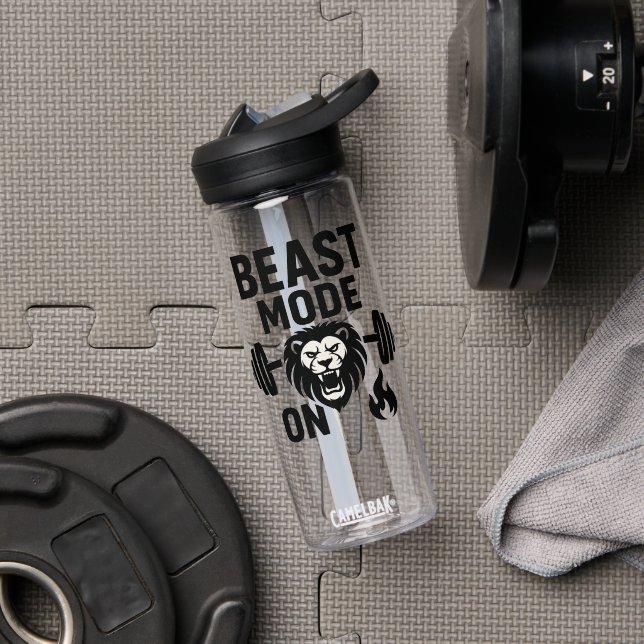 Bouteille D'eau Mode Bête Activé - Motivational Sports Water Bottl (Salle de sport (pivotée))