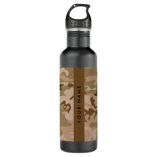 Bouteille D'eau Modèle de camouflage du désert, Votre nom, Personn (Devant)
