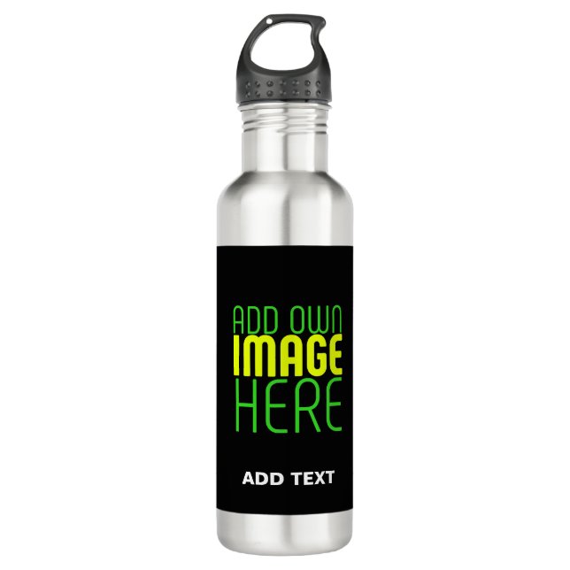 BOUTEILLE D'EAU MODÈLE DE TEXTE D'IMAGE NOIRE SIMPLE ET MODERNE (Devant)