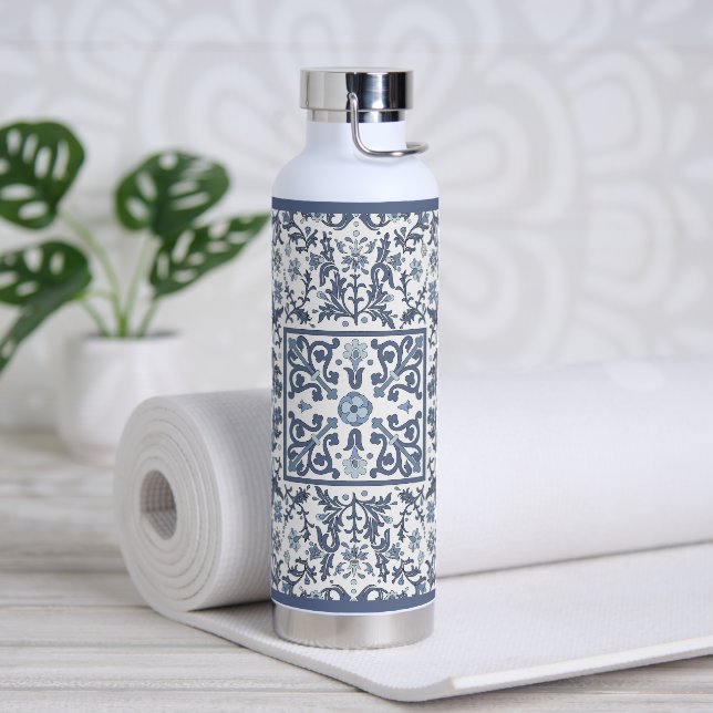 Bouteille D'eau Modèle floral Bleu fantaisie (Yoga)
