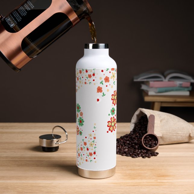Bouteille D'eau Modèle Floral contemporain (Café)
