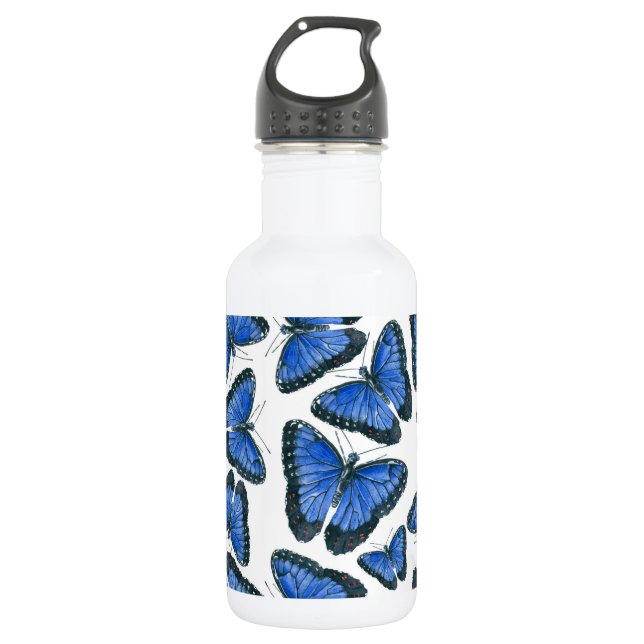 Bouteille D'eau Modèle motif de papillon bleu morpho (Devant)