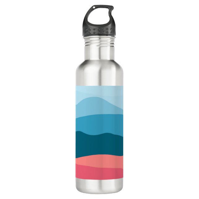 Bouteille D'eau Modern Abstract Pastel Blue Pink Mountains (Devant)