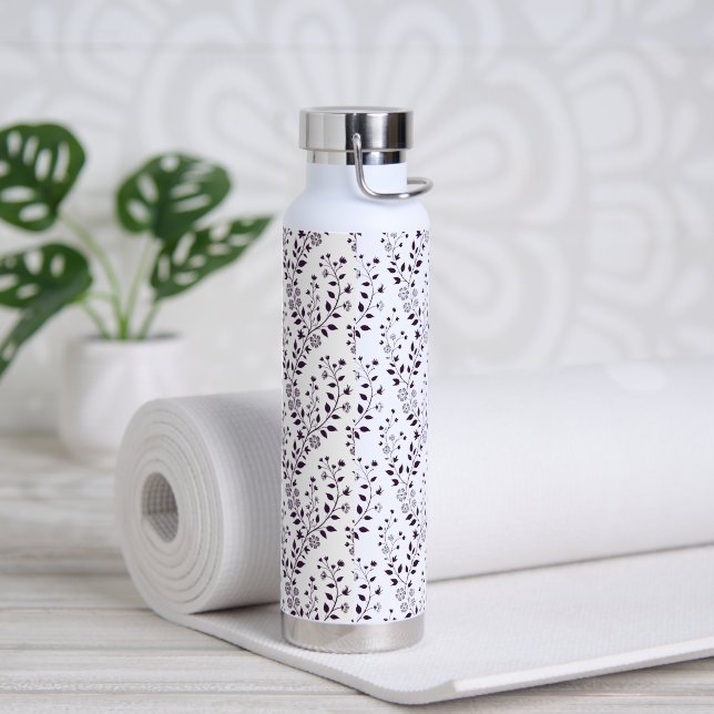 Bouteille D'eau Modern Boho Floral Pattern Plum White (Yoga)