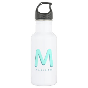 Bouteille D'eau Modern Cute Fun Nom personnalisé 3D Monogramme