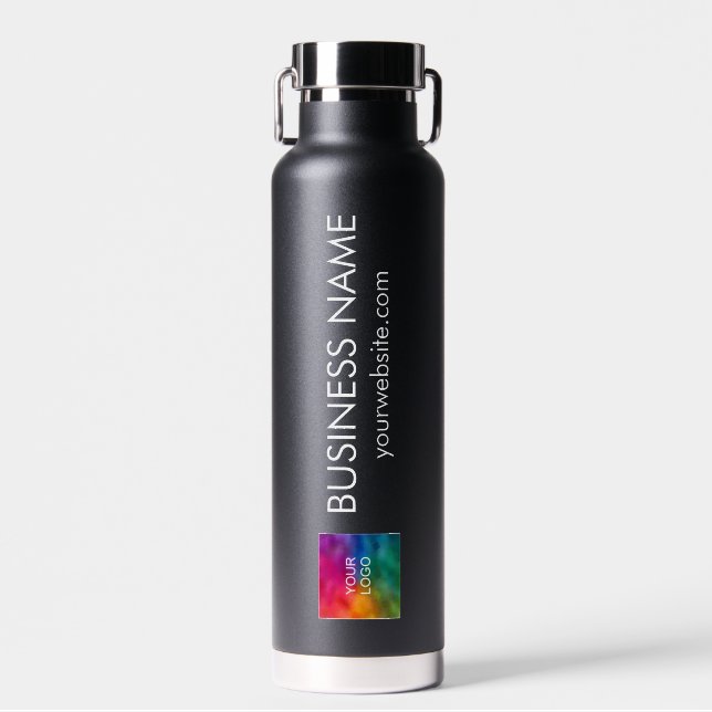 Bouteille D'eau Modern Elegant Simple Upload Your Business Logo (Avant)