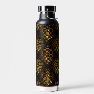 Bouteille D'eau Moderne Bohème Élégant Motif d'Art Abstrait Doré #