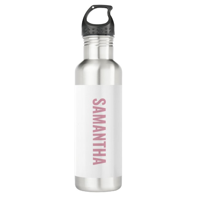 Bouteille D'eau Moderne Chic Rose & Blanc (Devant)