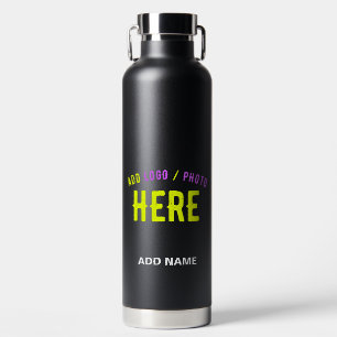 BOUTEILLE D'EAU MODERNE ET MODERNE PERSONNALISABLE NOIR VÉRIFIÉ