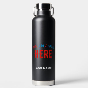 BOUTEILLE D'EAU MODERNE ET MODERNE PERSONNALISABLE NOIR VÉRIFIÉ