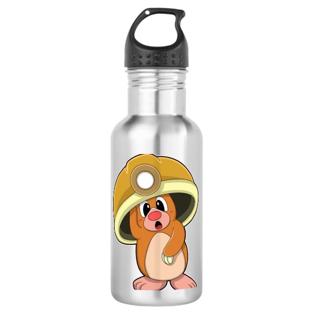 Bouteille D'eau Mole comme mineur avec casque (Devant)