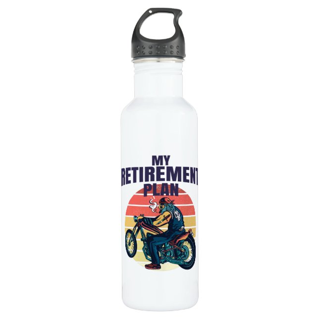 Bouteille D'eau Mon plan de retraite moto (Devant)