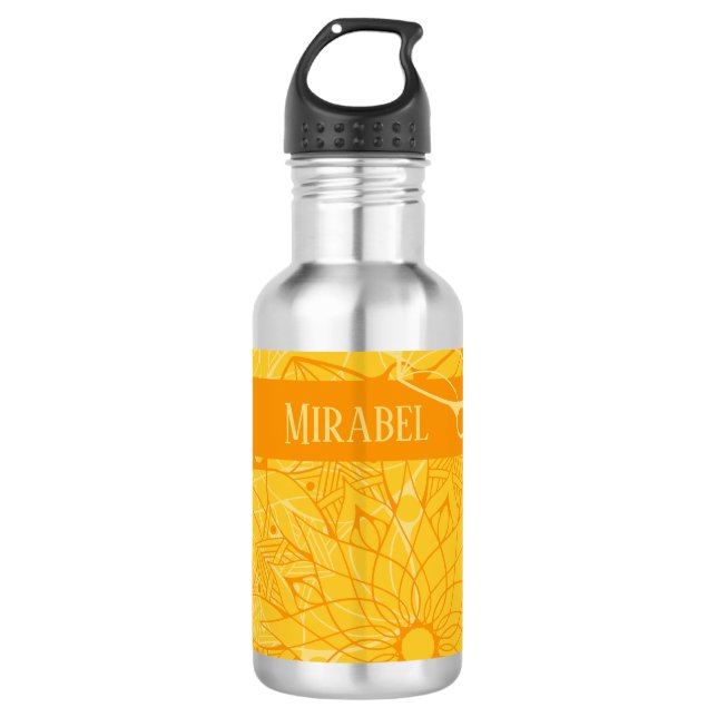 Bouteille d'eau Monochrome Orange Mandala personna (Devant)