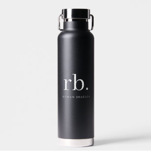 Bouteille D'eau Monogram Classic Elegant Minimum Black and White